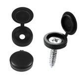100/200X Plastic Screw Cover Caps Holes Cams Furniture Kitchen Button Nuts Bolts - Black