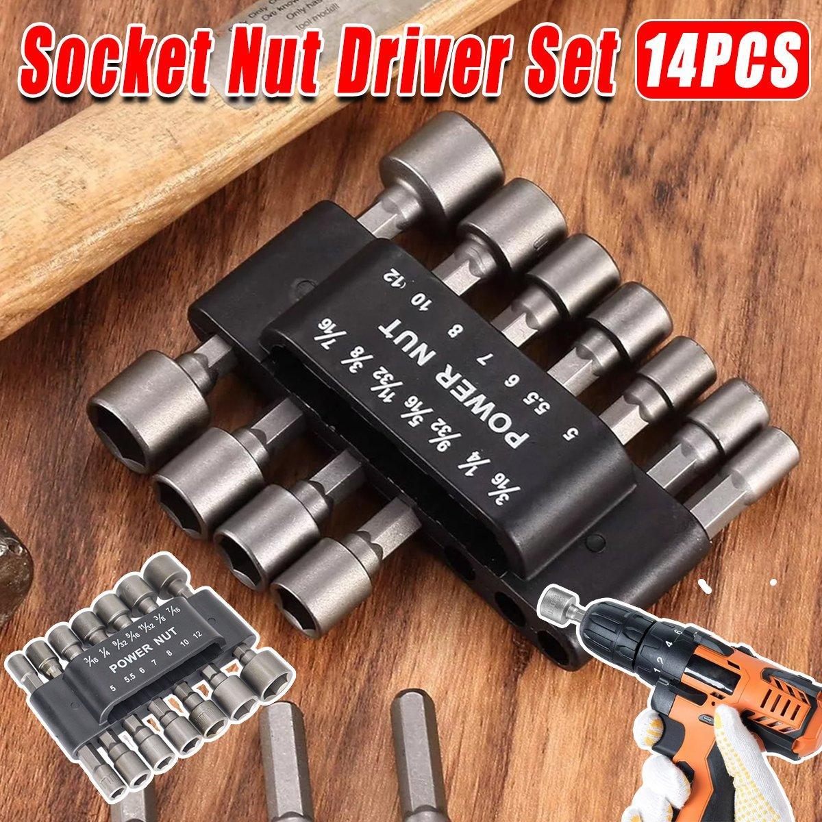 Screwdrivers: 14PCS Hexagonal Handle Electric Screwdriver Set with Bits Drill Power Tool Kit