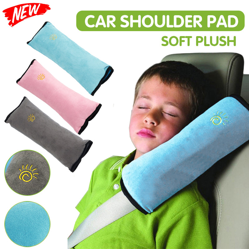 Automotive Parts: 1/2× Soft Plush Car Shoulder Pad and Cushion Pillow for Travel Comfort - Beige