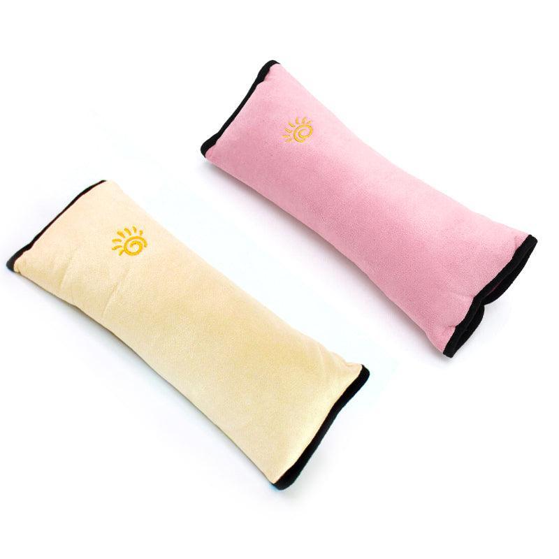 Automotive Parts: 1/2× Soft Plush Car Shoulder Pad and Cushion Pillow for Travel Comfort - Beige