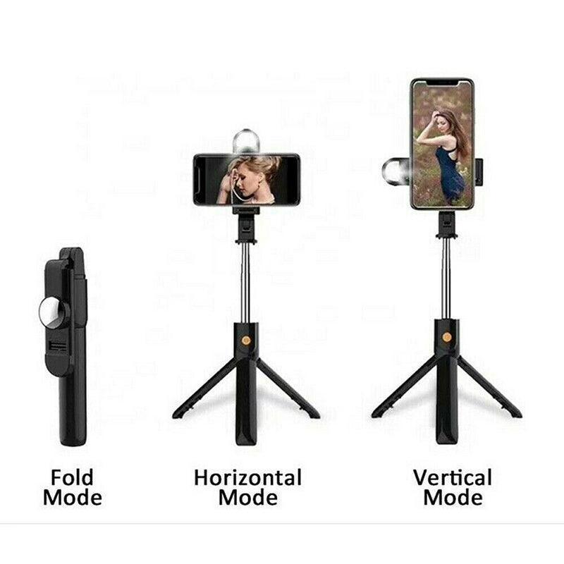 Phone Cases & Screen Protectors: Wireless Bluetooth Selfie Stick Tripod with Remote Control for Phones 6 in 1 - Black