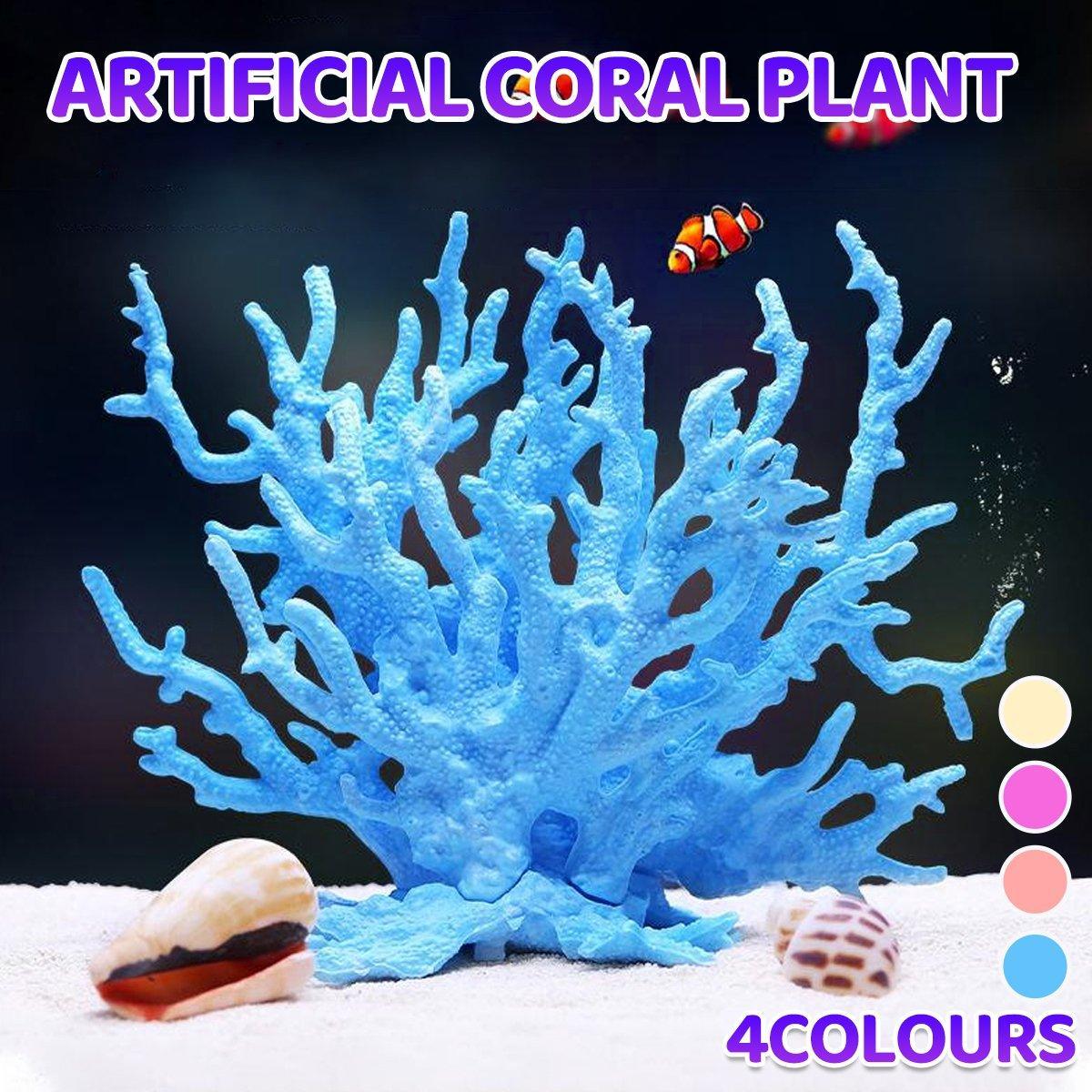 Aquarium Decor: Soft Coral Realistic Water Plants Aquarium Decoration Fish Tank Seawater Set - Pink