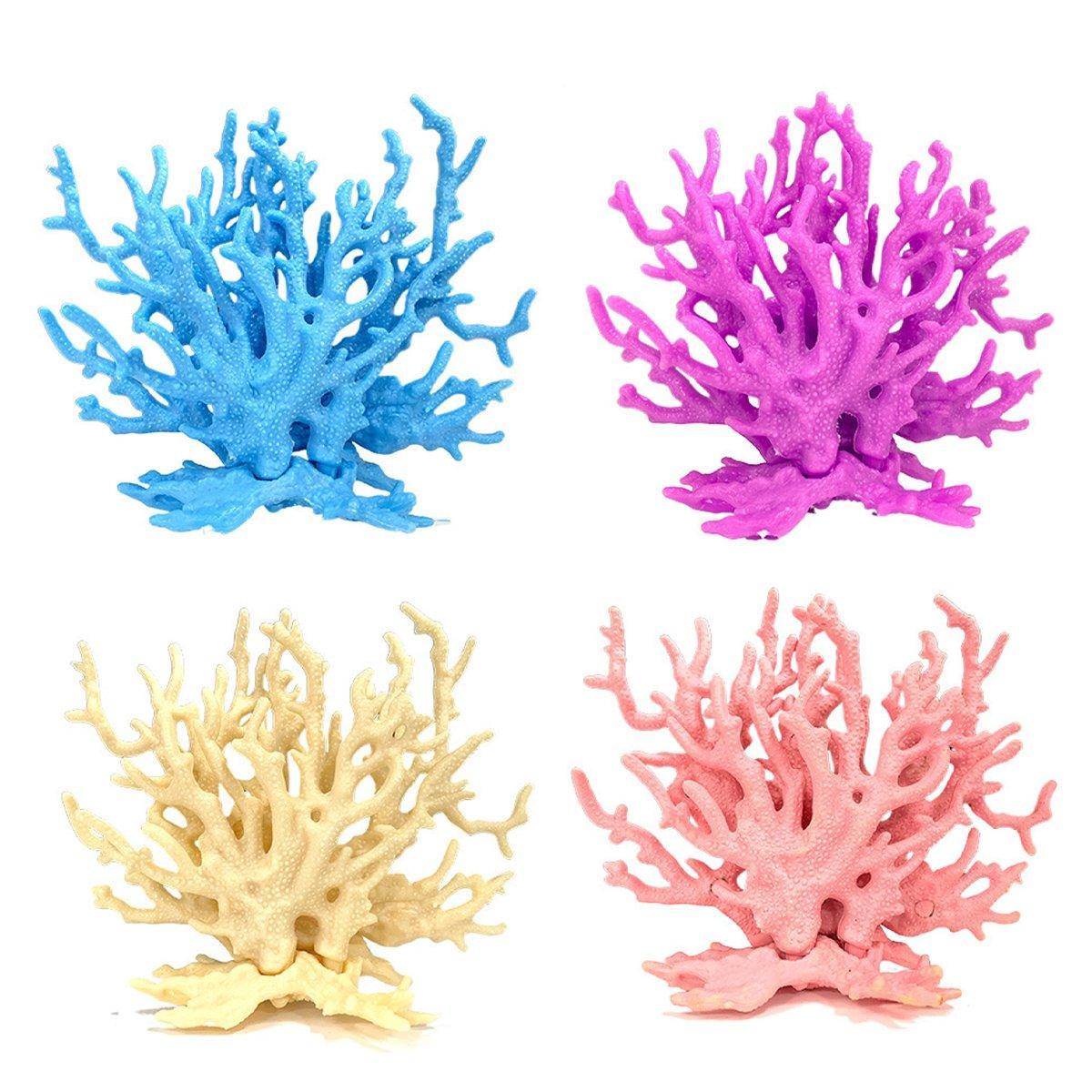 Aquarium Decor: Soft Coral Realistic Water Plants Aquarium Decoration Fish Tank Seawater Set - Purple