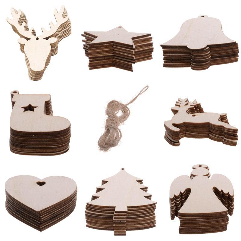 Christmas Decorations: Wooden Christmas Hanging Ornament for Tree DIY Craft Decoration 10pcs - Bell