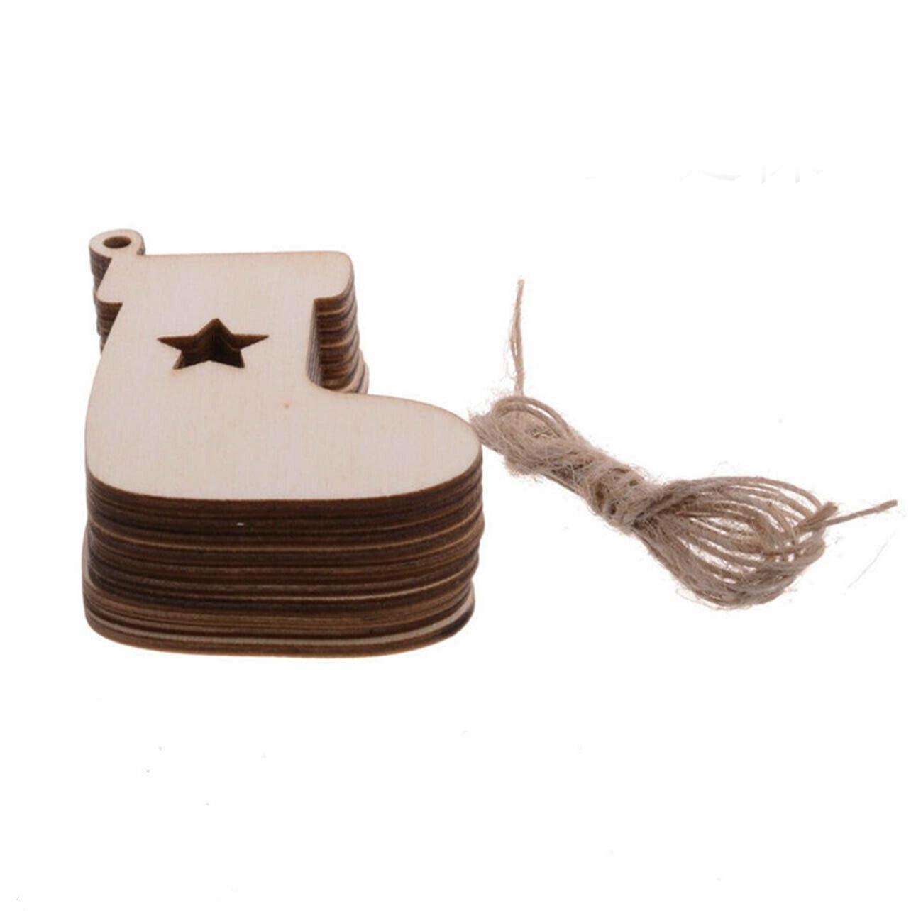 Christmas Decorations: Wooden Christmas Hanging Ornament for Tree DIY Craft Decoration 10pcs - Christmas Stocking