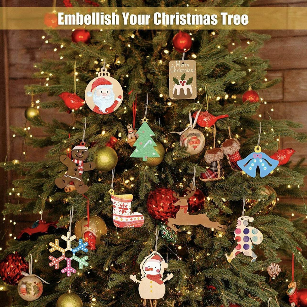 Christmas Decorations: Wooden Christmas Hanging Ornament for Tree DIY Craft Decoration 10pcs - Christmas Tree