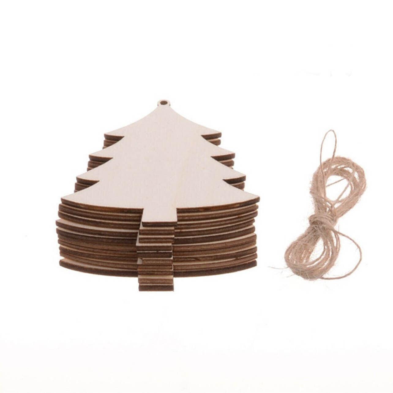 Christmas Decorations: Wooden Christmas Hanging Ornament for Tree DIY Craft Decoration 10pcs - Christmas Tree