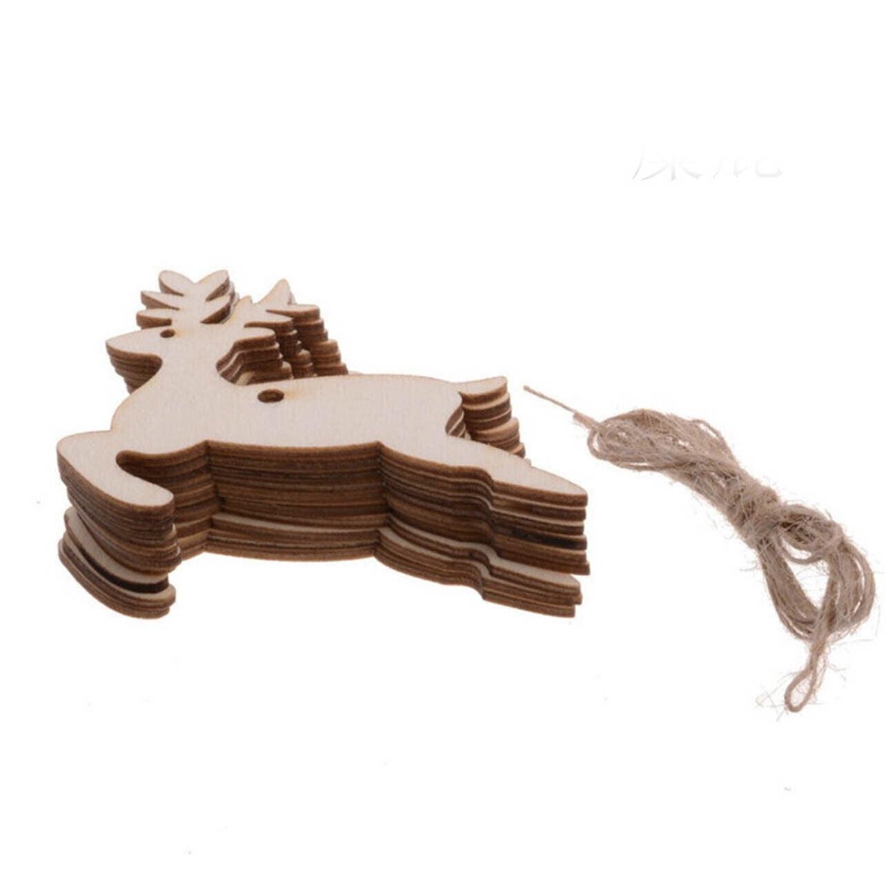 Christmas Decorations: Wooden Christmas Hanging Ornament for Tree DIY Craft Decoration 10pcs - Heart