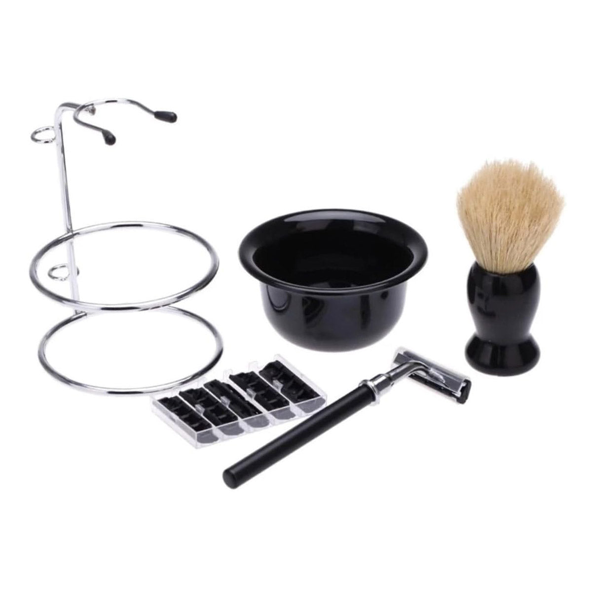 Shaving & Grooming: 5PCS Shaving Kit Set Manual Razor Brush Stand Bowl Set for Men