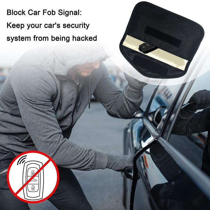 Automotive Decor: Car Key Case For Faraday Cage Fob Pouch Keyless RFID Blocking Bag - Black