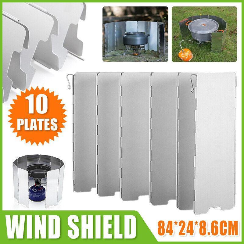 Camping Appliances: 10 Plates Foldable Aluminum Camping Cooker Wind Shield for BBQ Stove