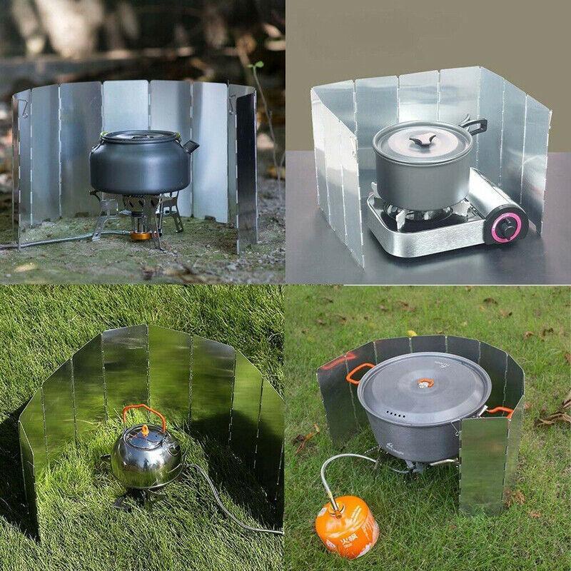 Camping Appliances: 10 Plates Foldable Aluminum Camping Cooker Wind Shield for BBQ Stove