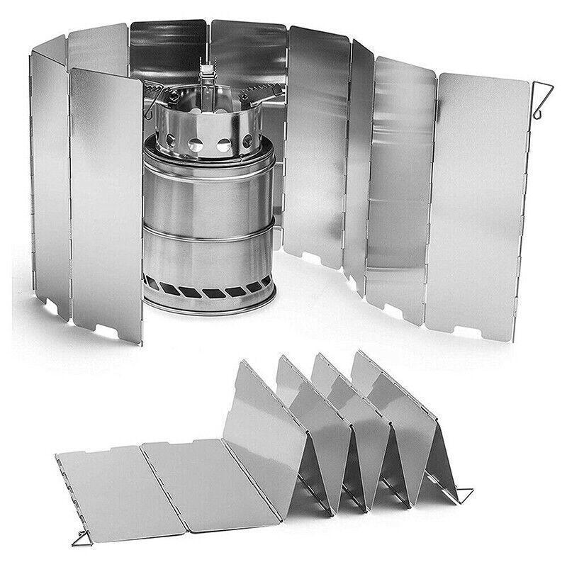 Camping Appliances: 10 Plates Foldable Aluminum Camping Cooker Wind Shield for BBQ Stove