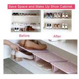Shoe Storage: 5pcs Double Layer Shoe Rack Simple Storage Organizer Space Saving Shoe Holder - Pink
