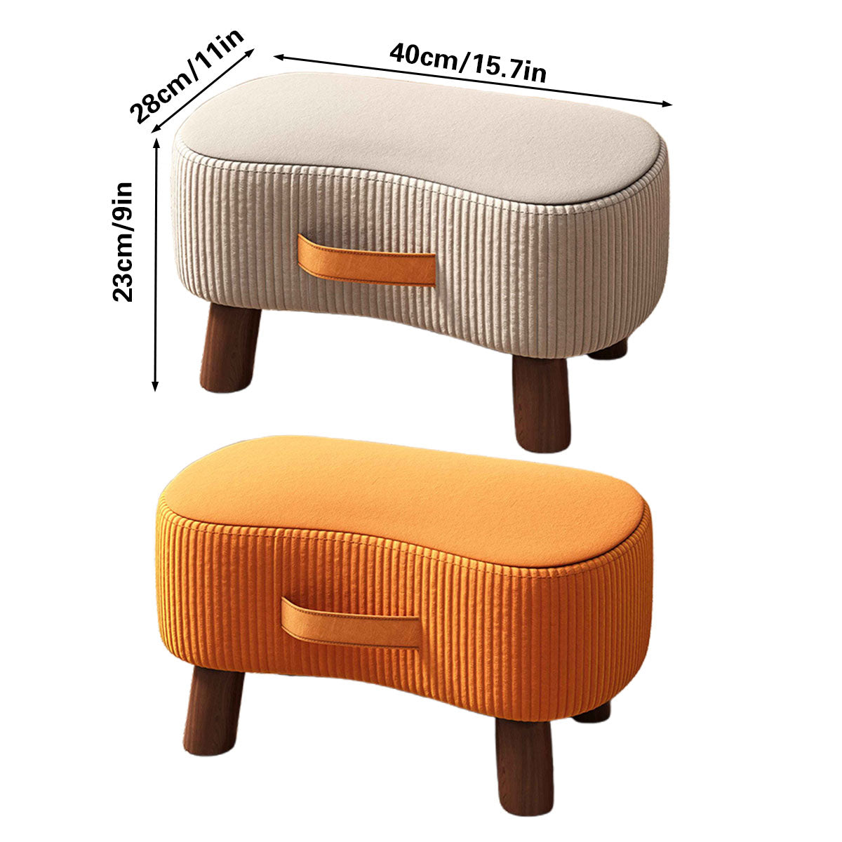 Kitchen & Dining Chairs: Small Stool for Home Simple Shoe Changing Low Seat Stool Wooden Household Use - Beige