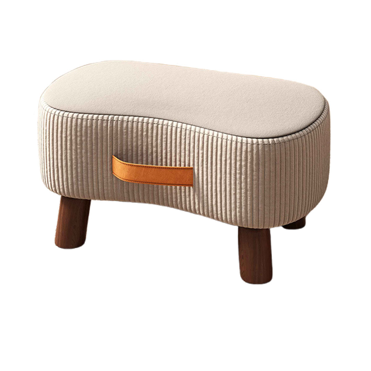 Kitchen & Dining Chairs: Small Stool for Home Simple Shoe Changing Low Seat Stool Wooden Household Use - Beige