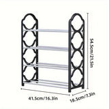 Shoe Storage: Four Layer Shoe Rack Storage Organizer Multi Tier Shoe Shelf for Entryway Closet - Black