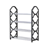 Shoe Storage: Four Layer Shoe Rack Storage Organizer Multi Tier Shoe Shelf for Entryway Closet - Black