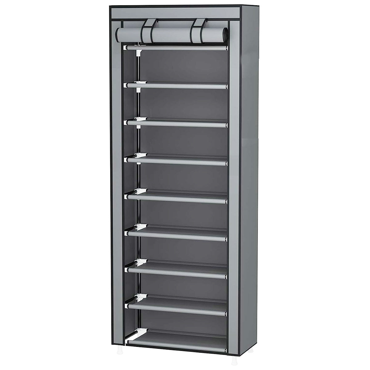 Shoe Storage: 10 Tier Black Shoe Rack Dustproof Organiser Shoe Storage Cabinet for Home Use