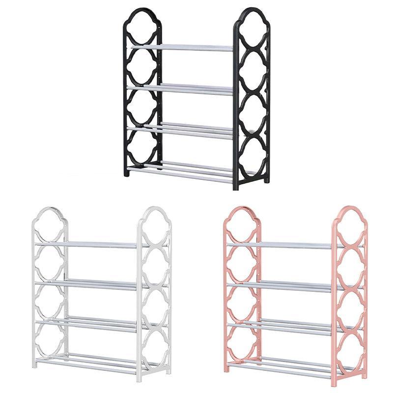 Shoe Storage: Four Layer Shoe Rack Storage Organizer Multi Tier Shoe Shelf for Entryway Closet - White