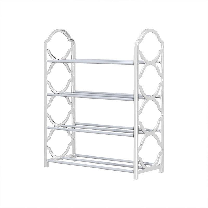 Shoe Storage: Four Layer Shoe Rack Storage Organizer Multi Tier Shoe Shelf for Entryway Closet - White
