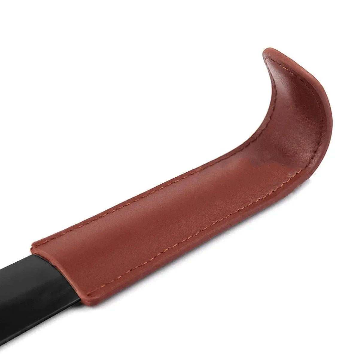 Long Handle Shoe Horn 42 cm Black with Brown Handle Sleeve, 1 Piece