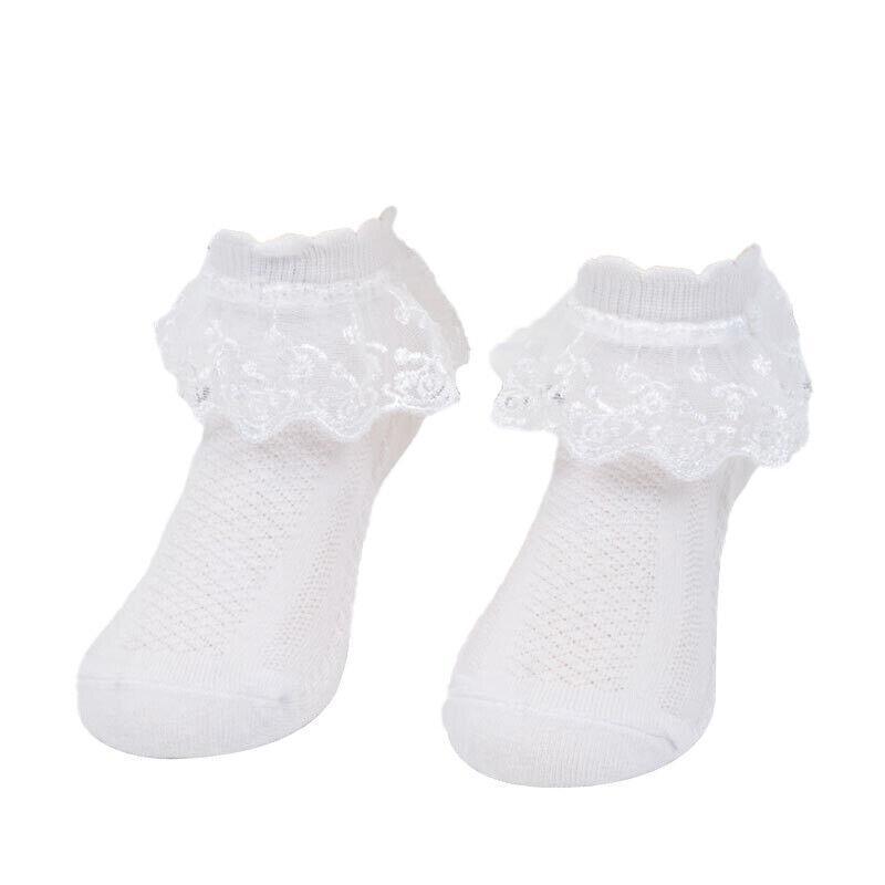 Foot Care: Lace Ruffle Frilly Short Socks for Girls Ankle Length M Size Fits 4-6 Years - Pink