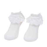 Foot Care: Lace Ruffle Frilly Short Socks for Girls Ankle Length M Size Fits 4-6 Years - Pink
