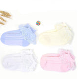 Foot Care: Lace Ruffle Frilly Short Socks for Girls Ankle Length M Size Fits 4-6 Years - White