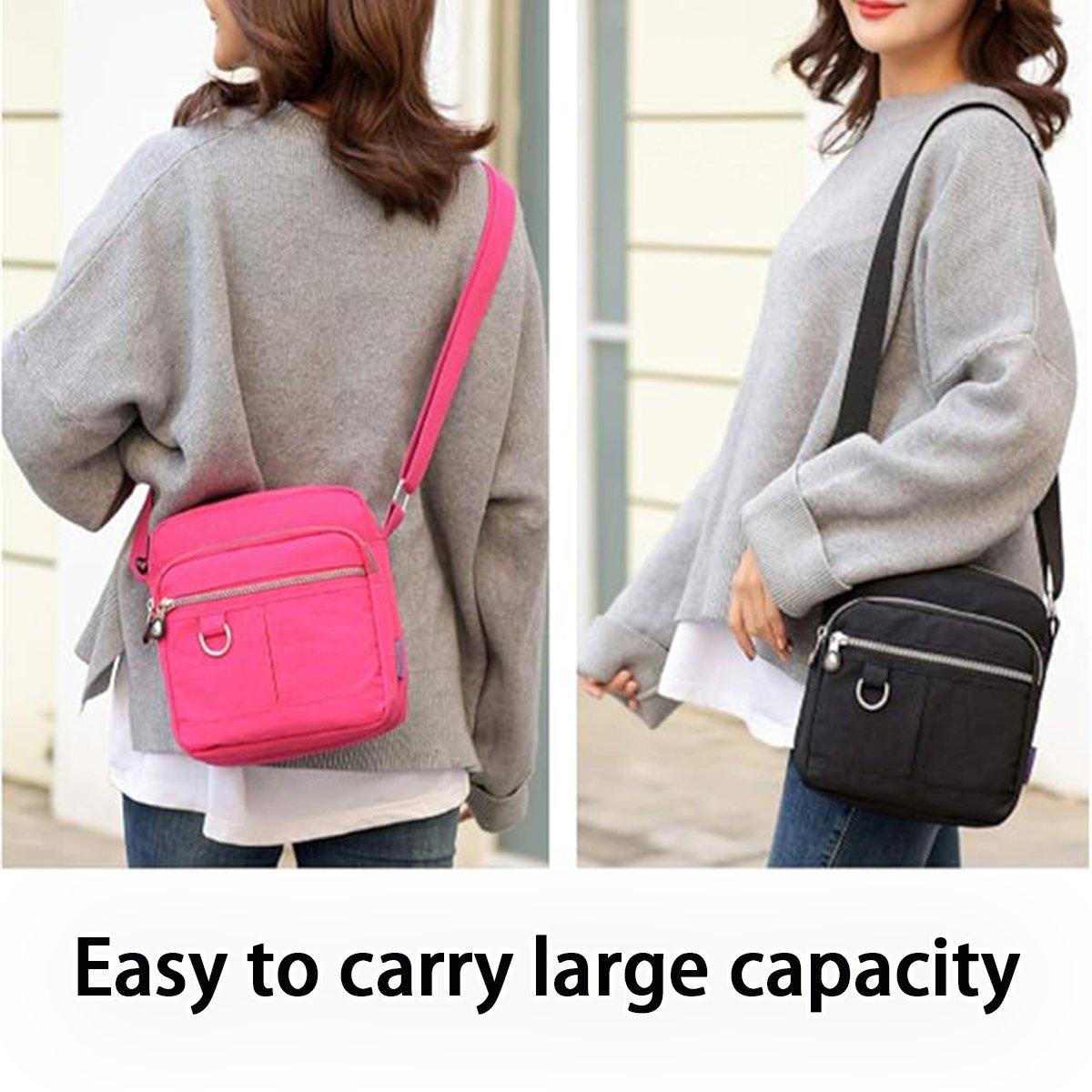 Men's Accessories: Ladies Shoulder Bag Nylon Fabric Lightweight Crossbody Small Casual Handbag - Black