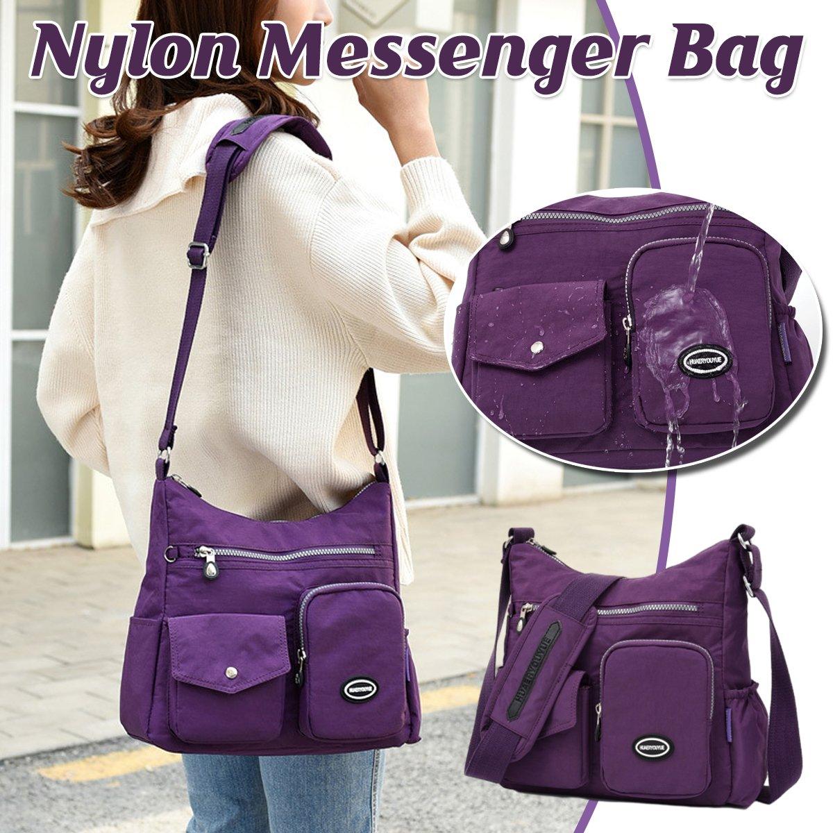 Men's Accessories: Purple Shoulder Bag Nylon Fabric Crossbody Travel Bag for Women Casual Use