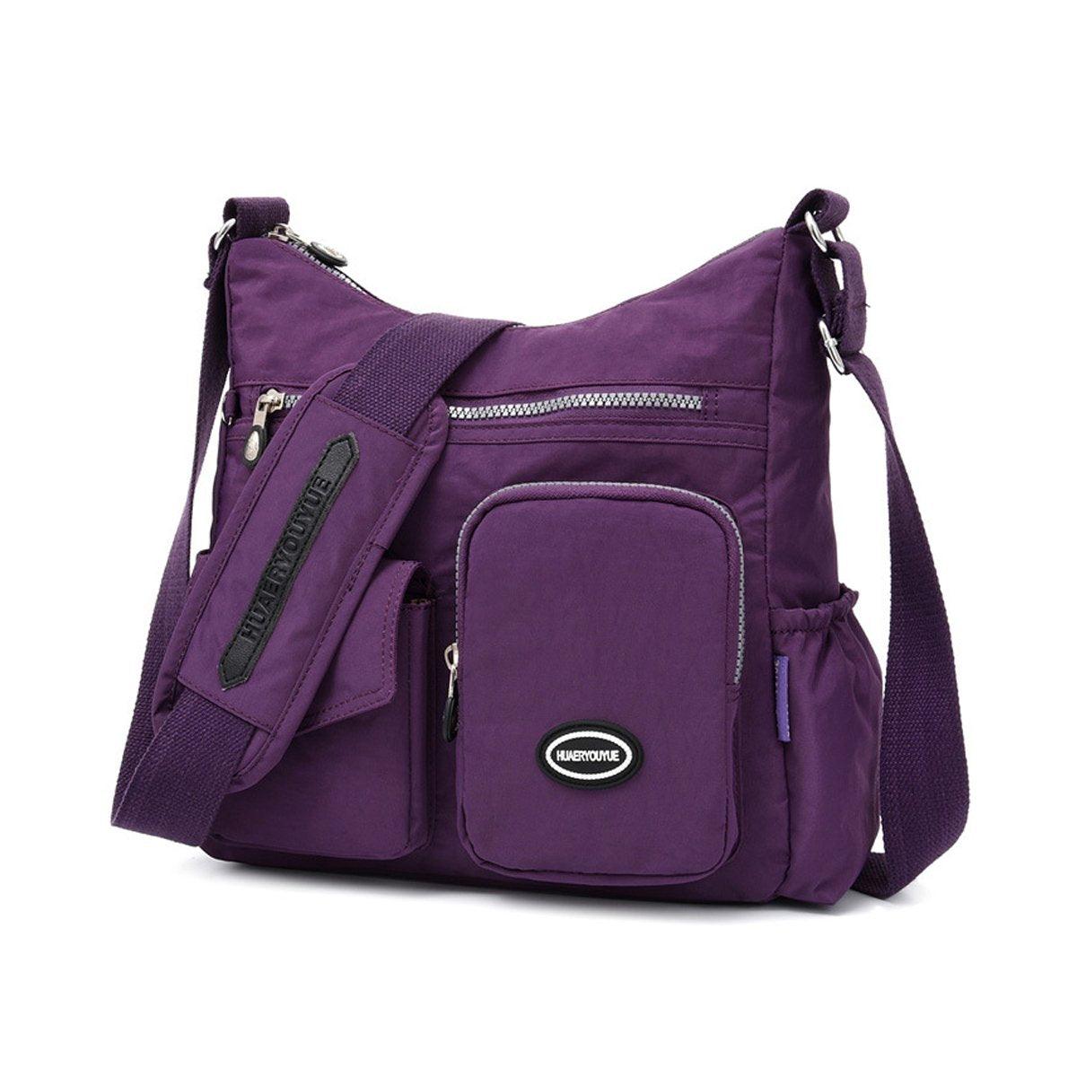 Men's Accessories: Purple Shoulder Bag Nylon Fabric Crossbody Travel Bag for Women Casual Use