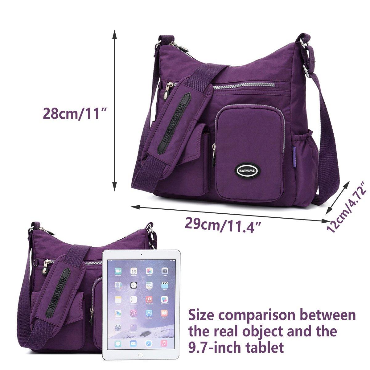 Men's Accessories: Purple Shoulder Bag Nylon Fabric Crossbody Travel Bag for Women Casual Use