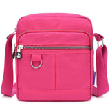 Men's Accessories: Ladies Shoulder Bag Nylon Fabric Lightweight Crossbody Small Casual Handbag - Rose Red