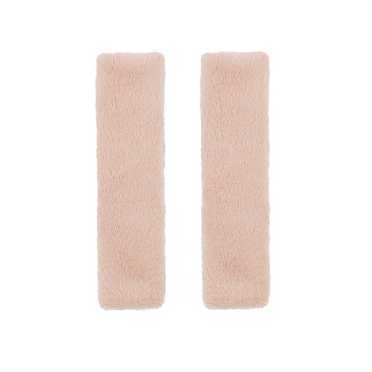 Automotive Parts: Winter Plush Shoulder Strap Cover Neck Cushion Pad for Comfortable Car Travel 2PCS - Pink