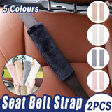Automotive Parts: Winter Plush Shoulder Strap Cover Neck Cushion Pad for Comfortable Car Travel 2PCS - White
