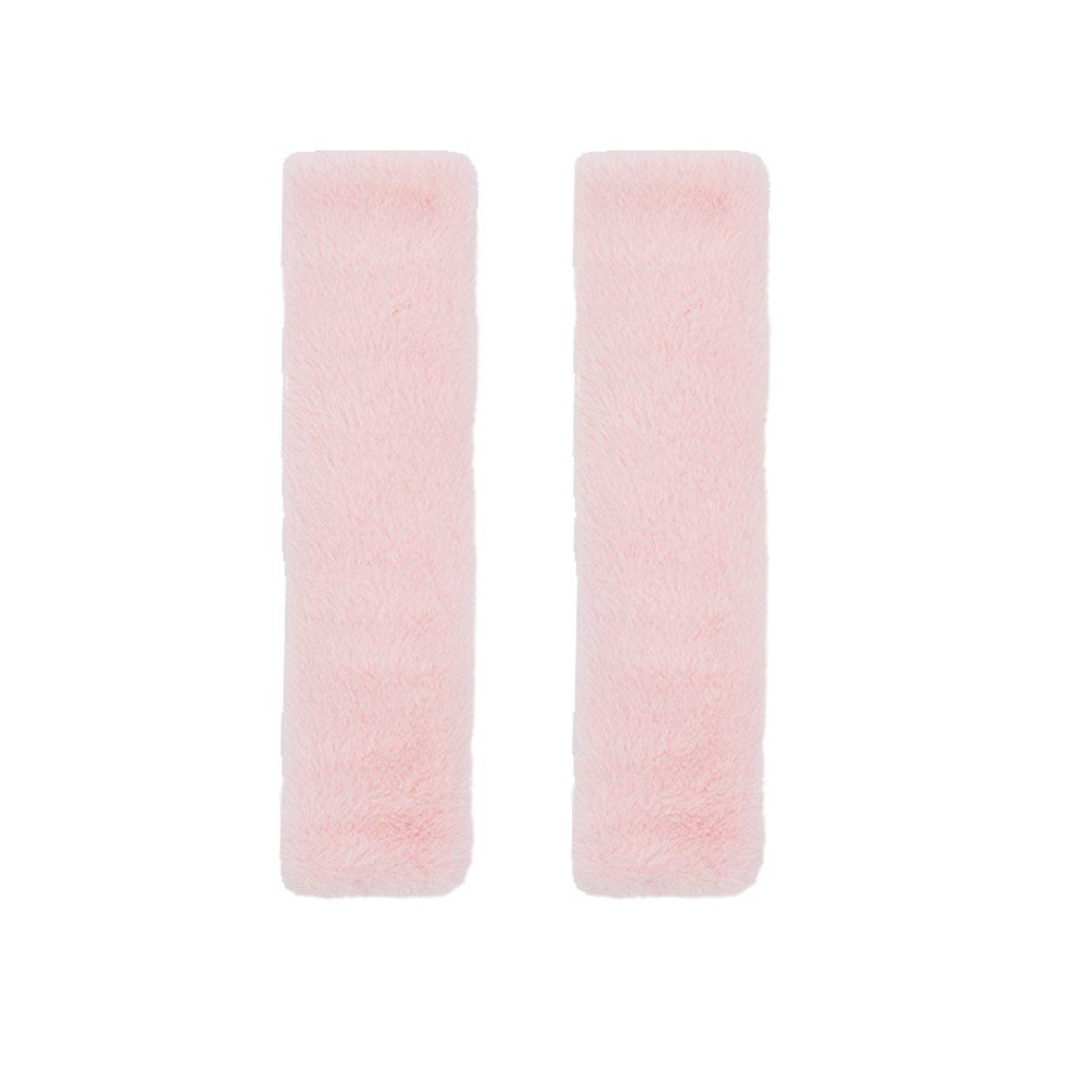Automotive Parts: Winter Plush Shoulder Strap Cover Neck Cushion Pad for Comfortable Car Travel 2PCS - White
