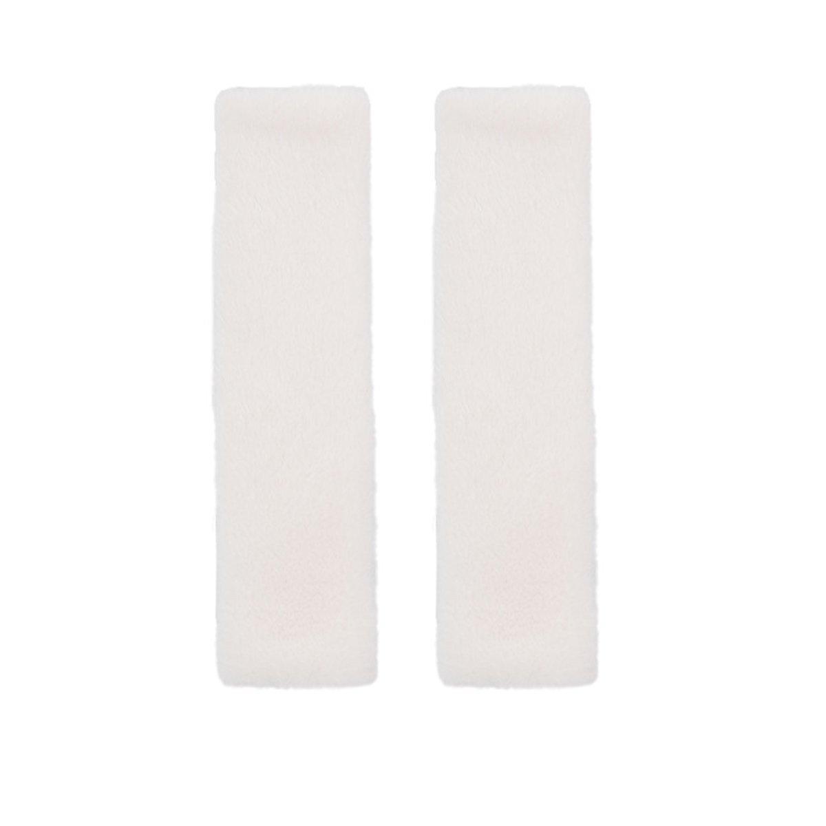 Automotive Parts: Winter Plush Shoulder Strap Cover Neck Cushion Pad for Comfortable Car Travel 2PCS - White
