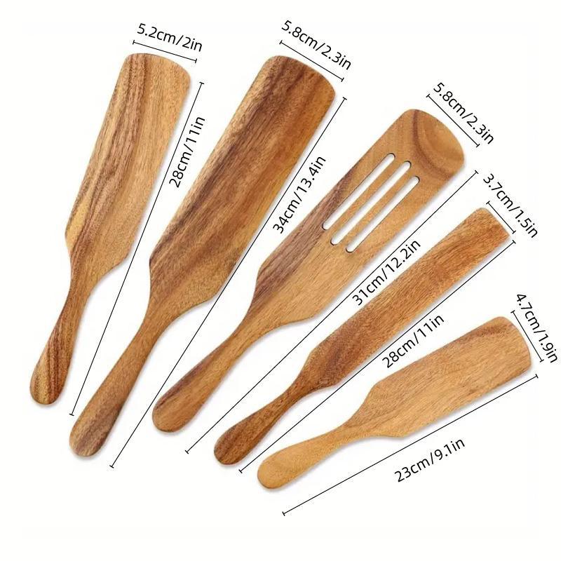 Kitchen Utensils: 5pcs Wooden Spatula Set Kitchen Cooking Utensils Wooden Spatula for Cooking