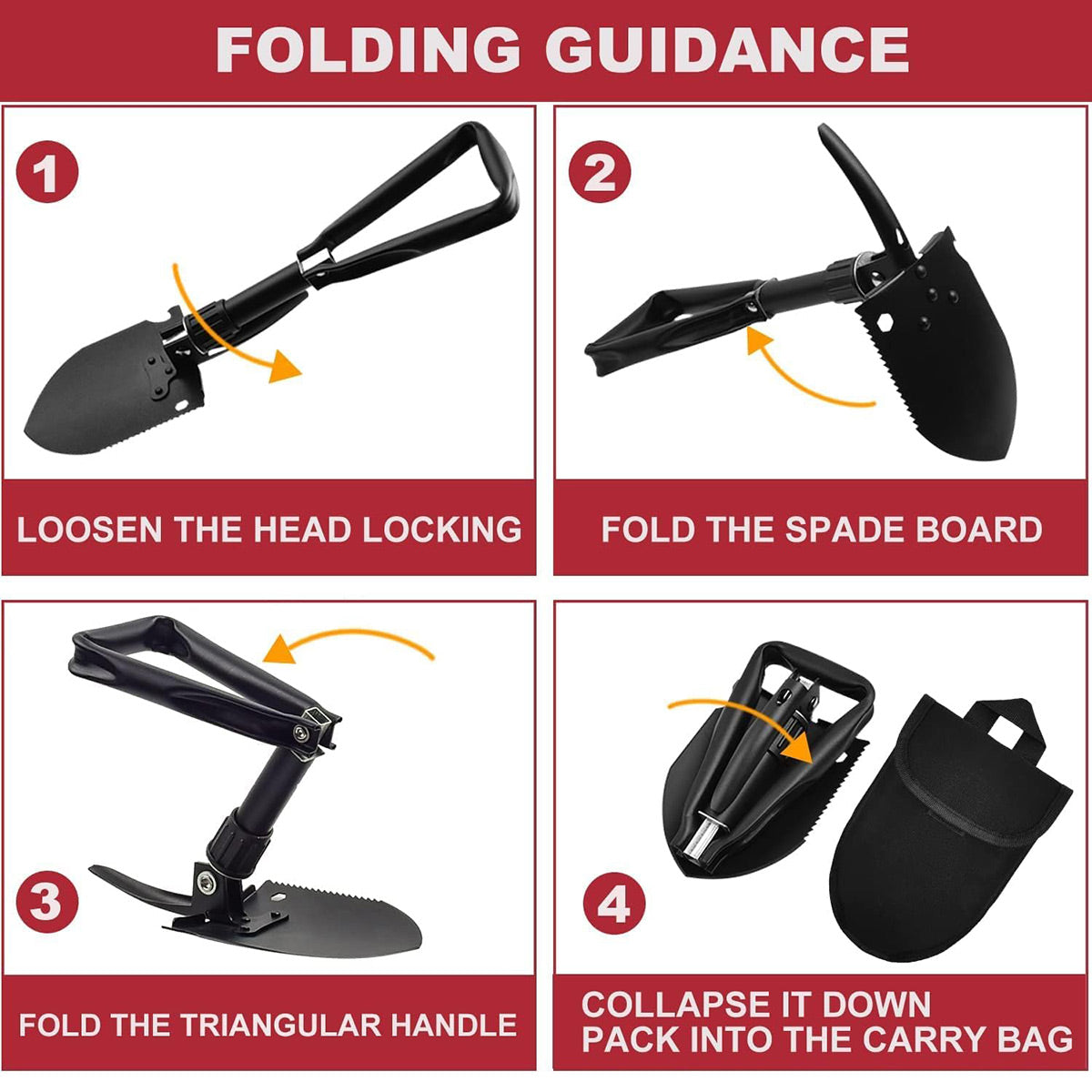 Hand Tools: Folding Survival Shovel Outdoor Camping Emergency Tool For Hiking Fishing Rescue Gear