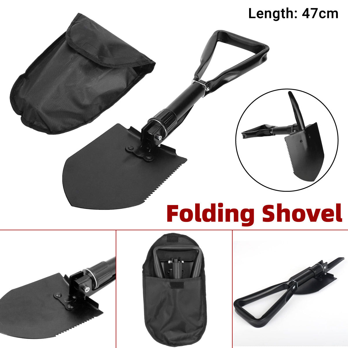 Hand Tools: Folding Survival Shovel Outdoor Camping Emergency Tool For Hiking Fishing Rescue Gear