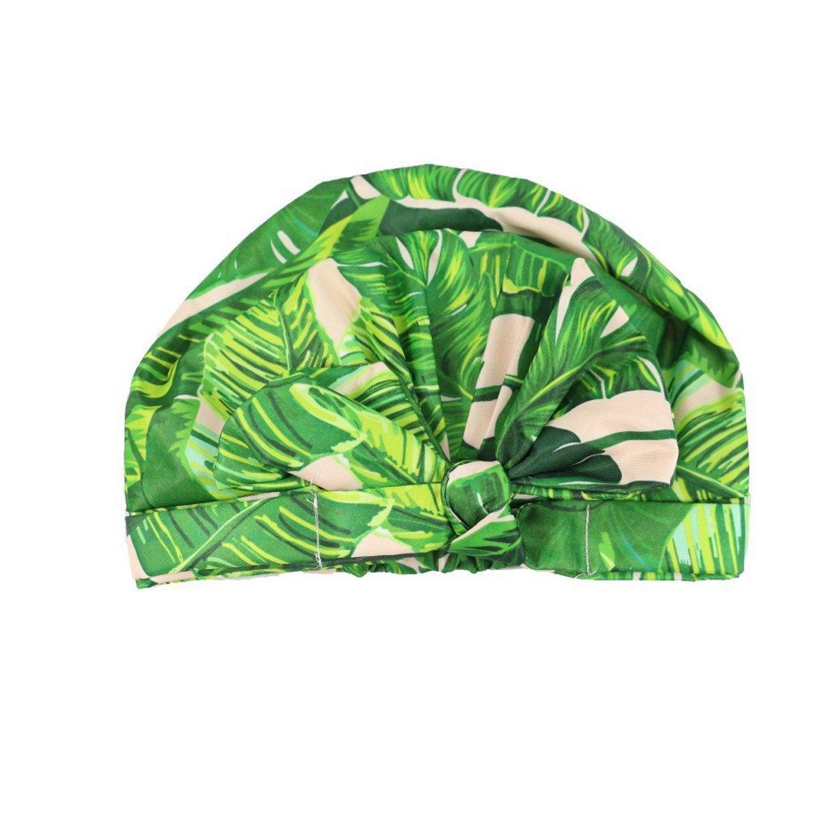 Shower Accessories: Woman Shower Cap Reusable Long Hair Large Turban Bathroom Waterproof Hair Cap - Coconut Tree