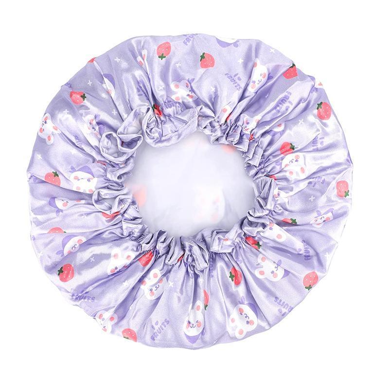 Laundry Baskets: Double Layer Lux Shower Cap Bath Hat Hair Care Women Sleep Waterproof Reusable - Khaki