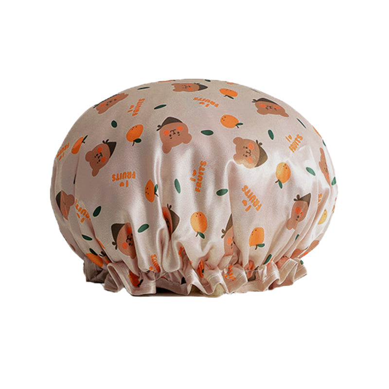 Laundry Baskets: Double Layer Lux Shower Cap Bath Hat Hair Care Women Sleep Waterproof Reusable - Khaki