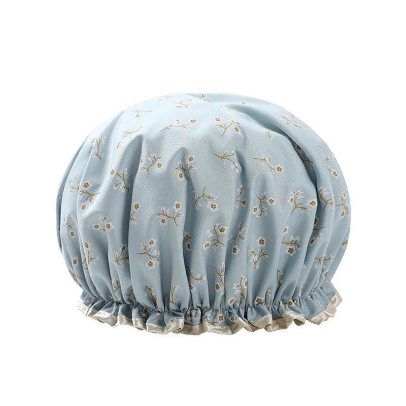 Laundry Baskets: Double Layer Lux Shower Cap Bath Hat Hair Care Women Sleep Waterproof Reusable - Khaki