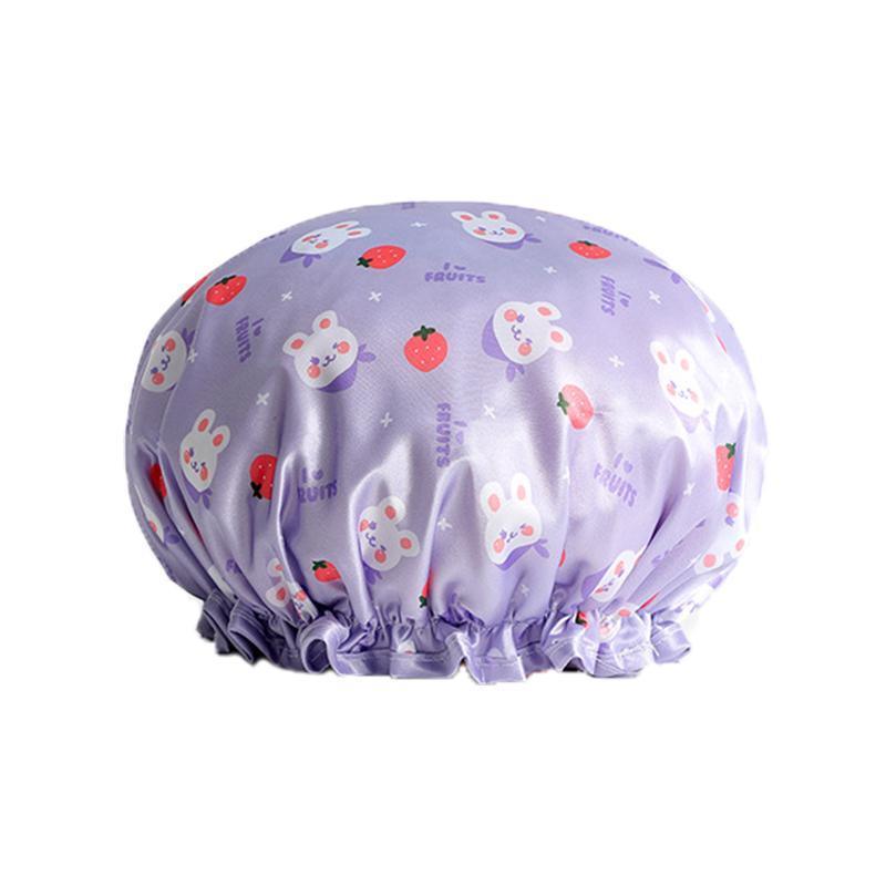 Laundry Baskets: Double Layer Lux Shower Cap Bath Hat Hair Care Women Sleep Waterproof Reusable - Khaki
