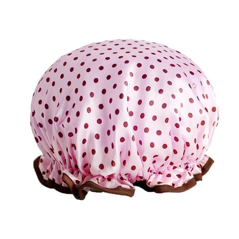 Laundry Baskets: Double Layer Lux Shower Cap Bath Hat Hair Care Women Sleep Waterproof Reusable - Khaki