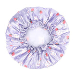 Laundry Baskets: Double Layer Lux Shower Cap Bath Hat Hair Care Women Sleep Waterproof Reusable - Purple