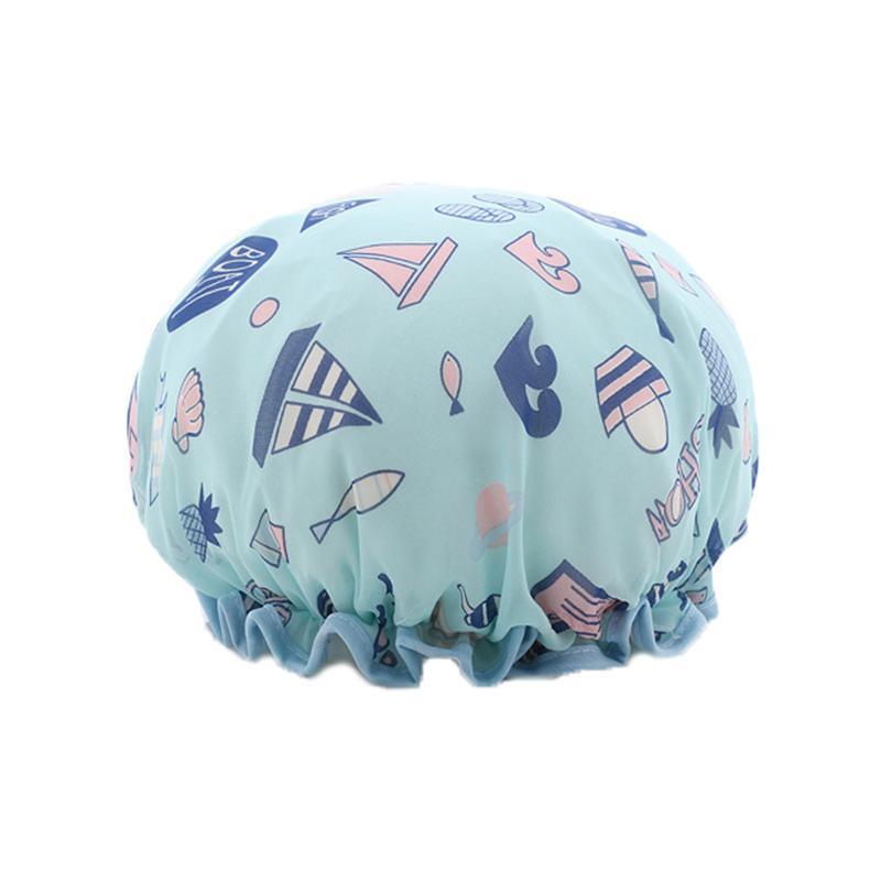 Laundry Baskets: Double Layer Lux Shower Cap Bath Hat Hair Care Women Sleep Waterproof Reusable - Purple