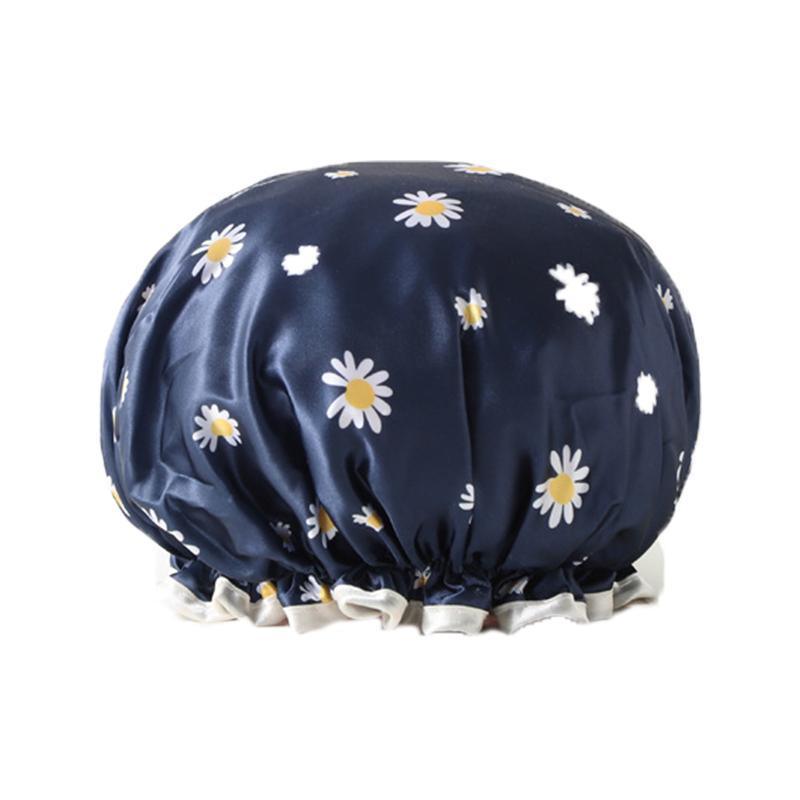 Laundry Baskets: Double Layer Lux Shower Cap Bath Hat Hair Care Women Sleep Waterproof Reusable - Purple